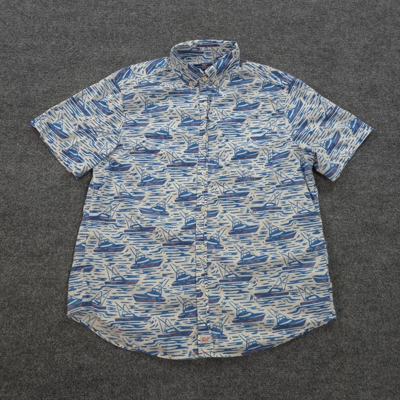Vineyard Vines Shirt Mens Medium‎ Blue Classic Fit Murray Sailboats Prep Beach - Picture 1 of 10